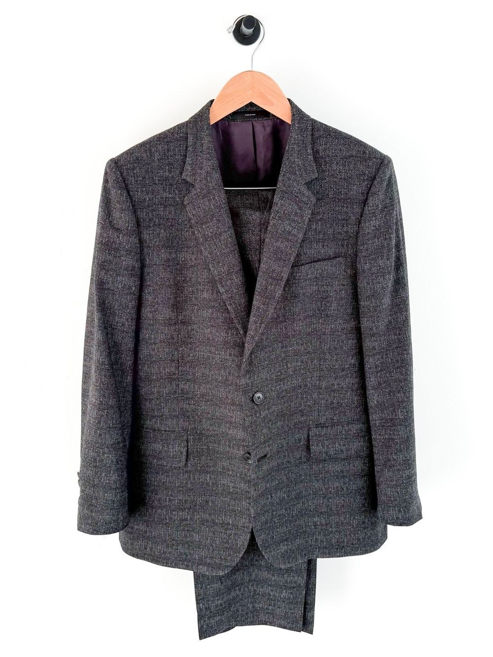 Paul Smith Soho Fit Textured Wool Suit Charcoal Dark Gray Textured Men's 42R